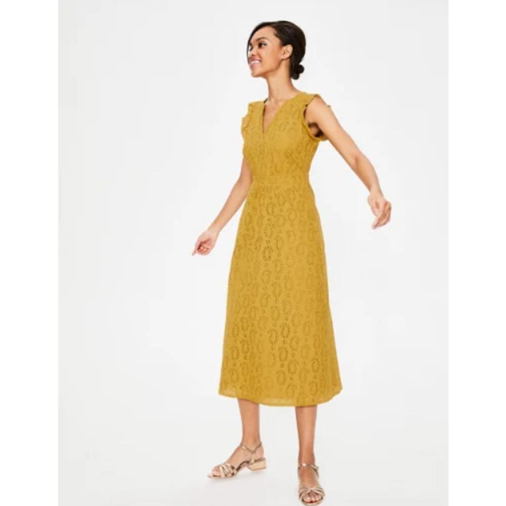 Boden Yellow Lace Midi Dress